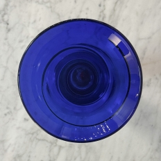 Art Deco Cobalt Blue & Copper Glass Vase with Spiral Design