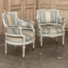 Pair of Louis XVI Painted Bergères ~ Paris