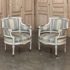 Pair of Louis XVI Painted Bergères ~ Paris