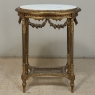 Antique French Louis XVI Giltwood Oval Side Table with Carrara Marble Top