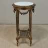 Antique French Louis XVI Giltwood Oval Side Table with Carrara Marble Top