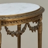 Antique French Louis XVI Giltwood Oval Side Table with Carrara Marble Top