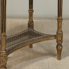 Antique French Louis XVI Giltwood Oval Side Table with Carrara Marble Top