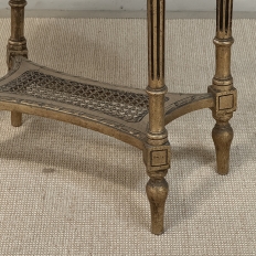 Antique French Louis XVI Giltwood Oval Side Table with Carrara Marble Top