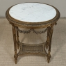 Antique French Louis XVI Giltwood Oval Side Table with Carrara Marble Top