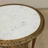 Antique French Louis XVI Giltwood Oval Side Table with Carrara Marble Top