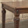 French Louis XVI Style Walnut Dining Table with Parquetry Top