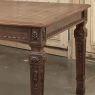 French Louis XVI Style Walnut Dining Table with Parquetry Top
