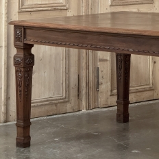 French Louis XVI Style Walnut Dining Table with Parquetry Top