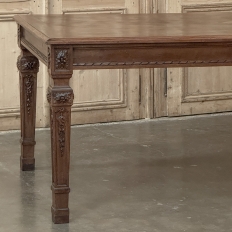 French Louis XVI Style Walnut Dining Table with Parquetry Top