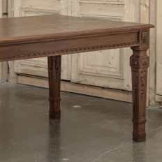 French Louis XVI Style Walnut Dining Table with Parquetry Top