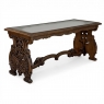 Belgian Renaissance Revival Walnut Coffee Table with Protective Glass Top