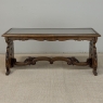Belgian Renaissance Revival Walnut Coffee Table with Protective Glass Top