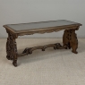 Belgian Renaissance Revival Walnut Coffee Table with Protective Glass Top