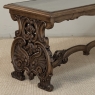 Belgian Renaissance Revival Walnut Coffee Table with Protective Glass Top