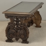 Belgian Renaissance Revival Walnut Coffee Table with Protective Glass Top