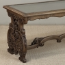 Belgian Renaissance Revival Walnut Coffee Table with Protective Glass Top