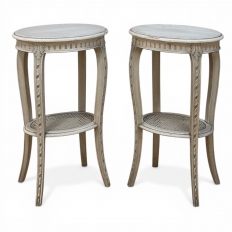 Pair Louis XVI Painted Oval End Tables