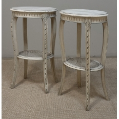 Pair Louis XVI Painted Oval End Tables
