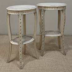 Pair Louis XVI Painted Oval End Tables
