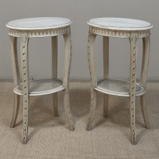 Pair Louis XVI Painted Oval End Tables