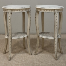 Pair Louis XVI Painted Oval End Tables