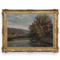 Framed Oil Painting On Canvas By Albert Dandoy (1885-1977) 'Tailfer Pond'