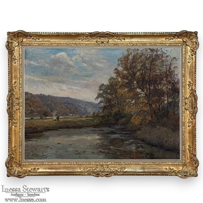 Framed Oil Painting On Canvas By Albert Dandoy (1885-1977) 'Tailfer Pond'