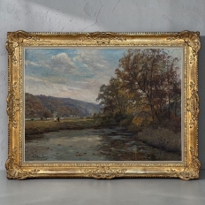 Framed Oil Painting On Canvas By Albert Dandoy (1885-1977) 'Tailfer Pond'