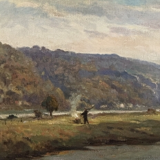 Framed Oil Painting On Canvas By Albert Dandoy (1885-1977) 'Tailfer Pond'