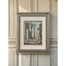 18th Century Framed French Hand-Painted Engraving of Classical Architectural Ruins