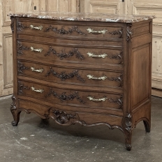 19th Century French Walnut Commode with Rouge Marble Top