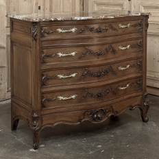 19th Century French Walnut Commode with Rouge Marble Top