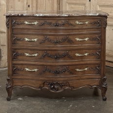 19th Century French Walnut Commode with Rouge Marble Top