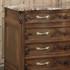 19th Century French Walnut Commode with Rouge Marble Top