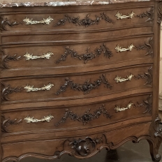19th Century French Walnut Commode with Rouge Marble Top