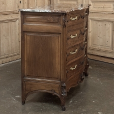 19th Century French Walnut Commode with Rouge Marble Top