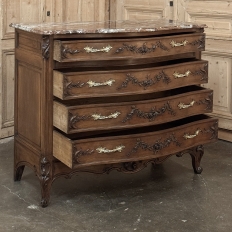 19th Century French Walnut Commode with Rouge Marble Top