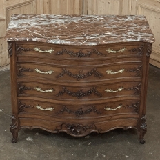 19th Century French Walnut Commode with Rouge Marble Top