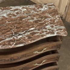 19th Century French Walnut Commode with Rouge Marble Top