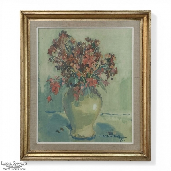 Framed Oil on Panel &ldquo;Still Life with Flowers&rdquo; by Guy Cambier (1923&ndash;2008), Dated 1944