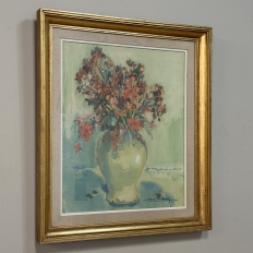Framed Oil on Panel “Still Life with Flowers” by Guy Cambier (1923–2008), Dated 1944
