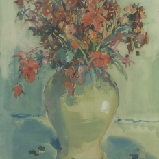 Framed Oil on Panel “Still Life with Flowers” by Guy Cambier (1923–2008), Dated 1944