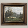 Framed Oil Painting on Canvas by F. Schloten 'Sheep in the Meadow'
