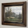 Framed Oil Painting on Canvas by F. Schloten 'Sheep in the Meadow'