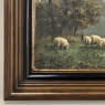 Framed Oil Painting on Canvas by F. Schloten 'Sheep in the Meadow'