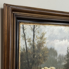 Framed Oil Painting on Canvas by F. Schloten 'Sheep in the Meadow'