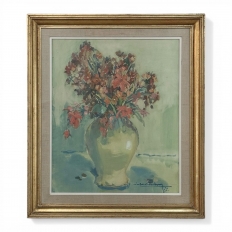 Framed Gouache on Canvas by Louis Van Cutsem (1909-1992), dated 1957