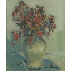 Framed Gouache on Canvas by Louis Van Cutsem (1909-1992), dated 1957