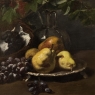 19th Century Framed Oil on Canvas by A. Wauquier in the Original Gilded Frame ~ 'Still Life with Grapes'
